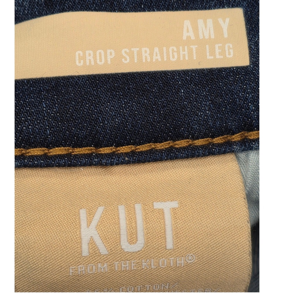 Kut from the Kloth Amy Crop Straight Leg Jeans Blue Medium Wash Size 10 Stretch - Picture 5 of 10
